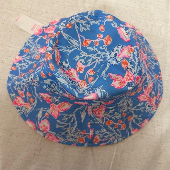 Lilly Pulitzer Blue Floral Bucket Hat with Pink Accents Lilly Pulitzer Floral Blue Pink Bucket Hat ?☀️ main image 2